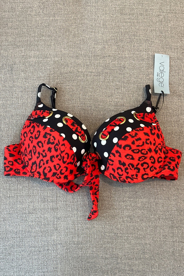 Sosten Bikini Lunares Leopardo Rojo Valege