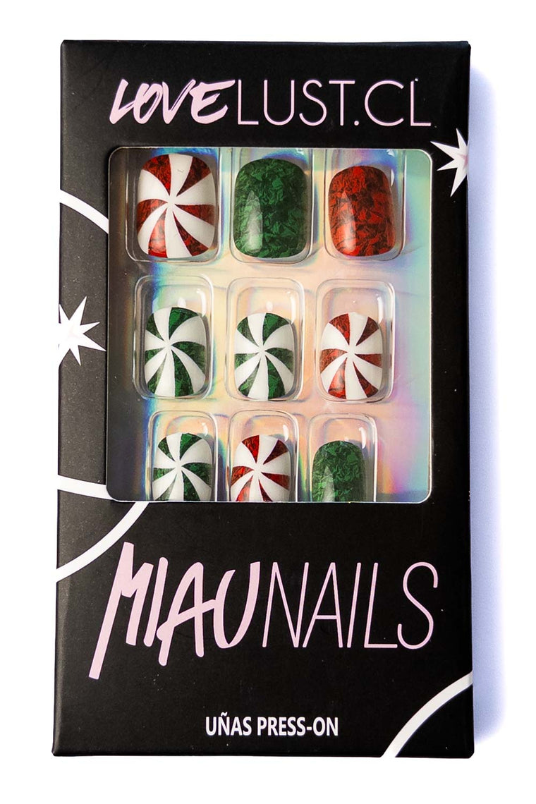 Uñas Press On Remolinos Navideños
