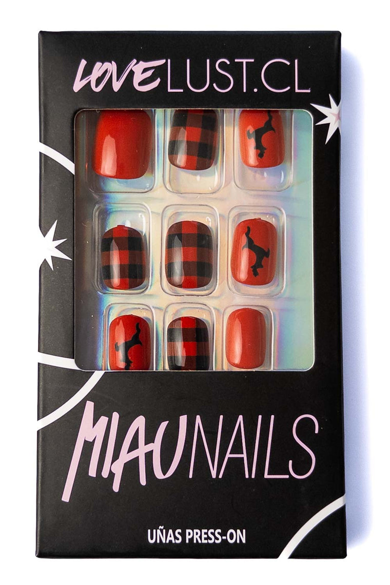 Uñas Press On Rojo Navidad