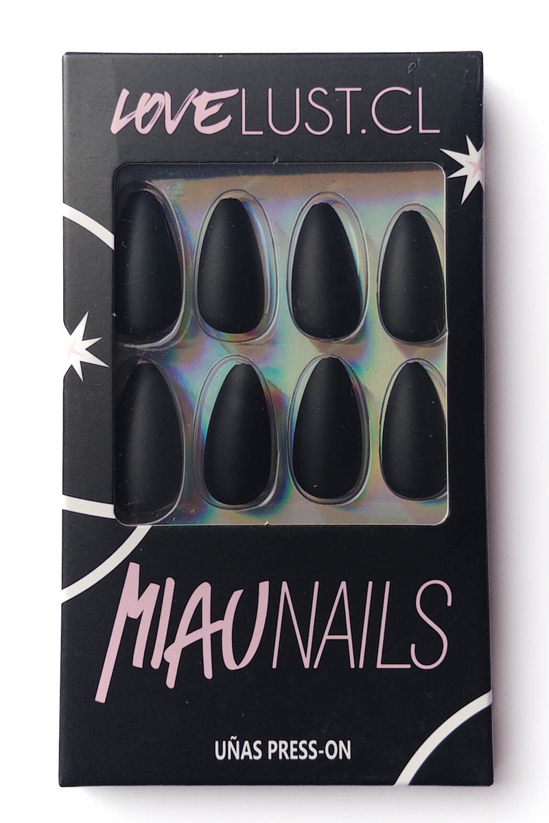 Uñas Press On Negro Puro mate